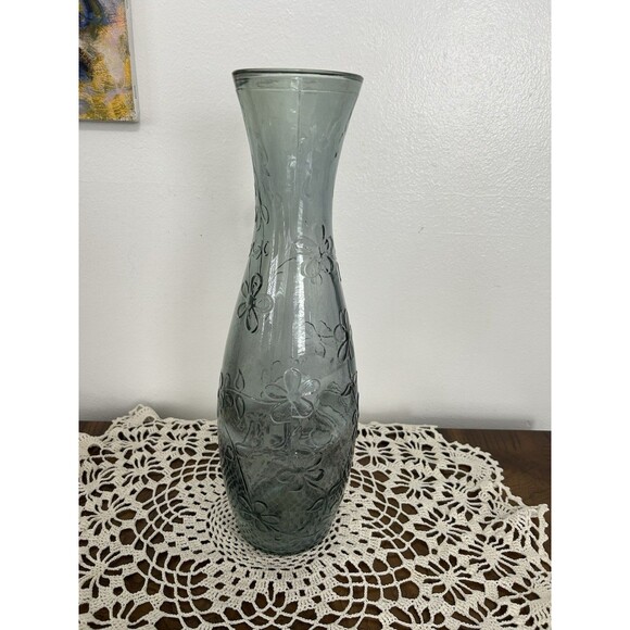 Vintage Olive-Green Very Heavy Daisy Motif Bottle From Spain - Picture 8 of 9